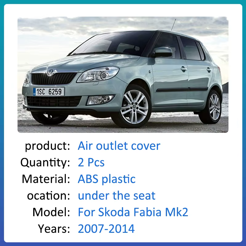 Couvercle de sortie d'air automatique pour Skoda Fabia, Mk2, 5J, MG, accessoires 2007-2014, 2011, 2012, protection d'évent de climatiseur, anti-poussière sous le siège