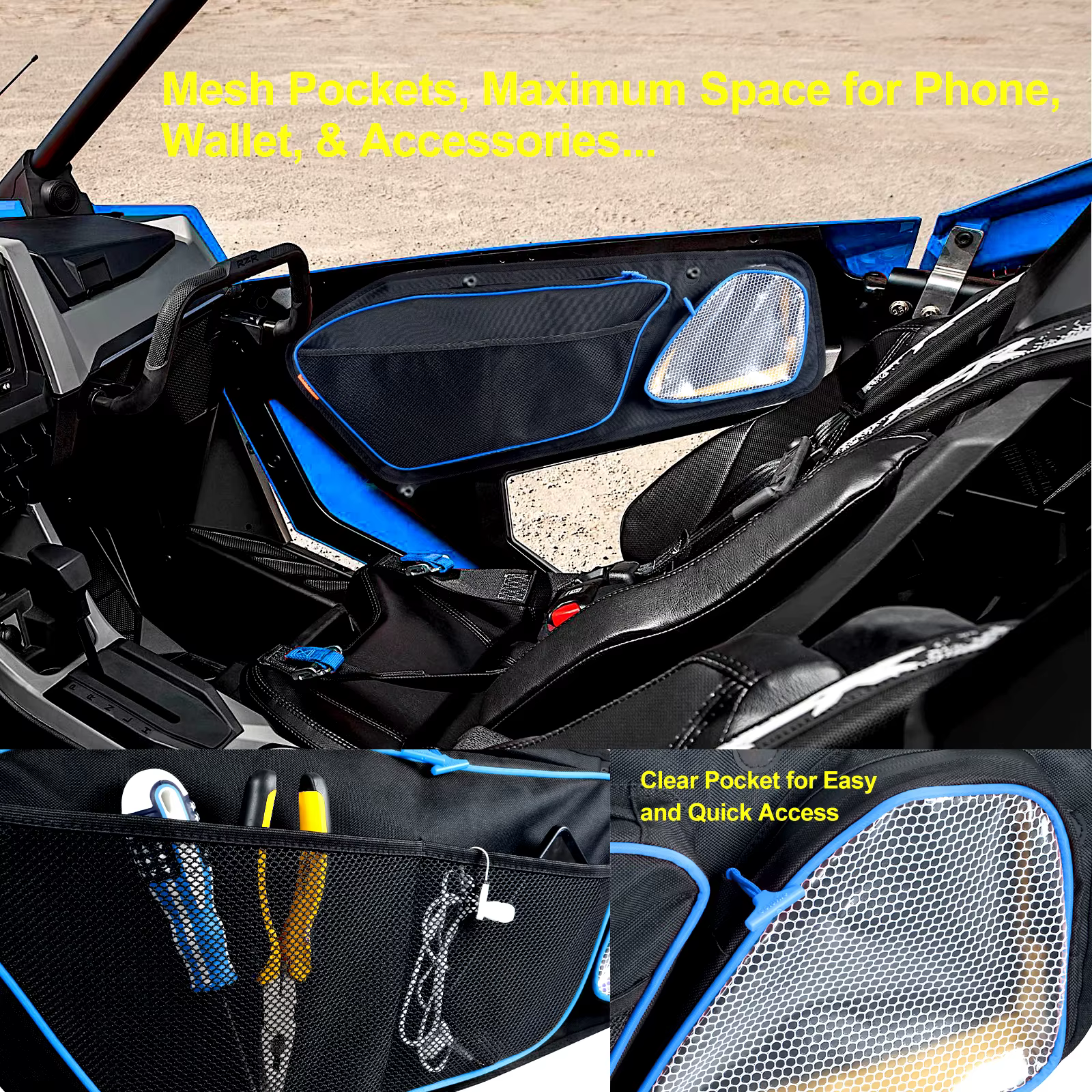 Sac de rangement pour porte avant avec genouillère parfaite, accessoires de sacs de porte, adapté pour RZR PRO XP, 2020, 2021, 2022, 2023