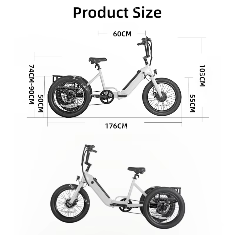 Tricycle de vélo électrique pliable à 3 roues pour adultes hors route avec panier de chargement