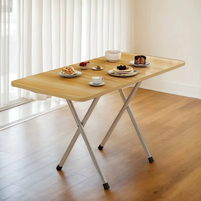 Table pliante simple de petite taille pour la maison, table à manger, table d'étude pour étudiants, table portable à double barre pour dortoir 