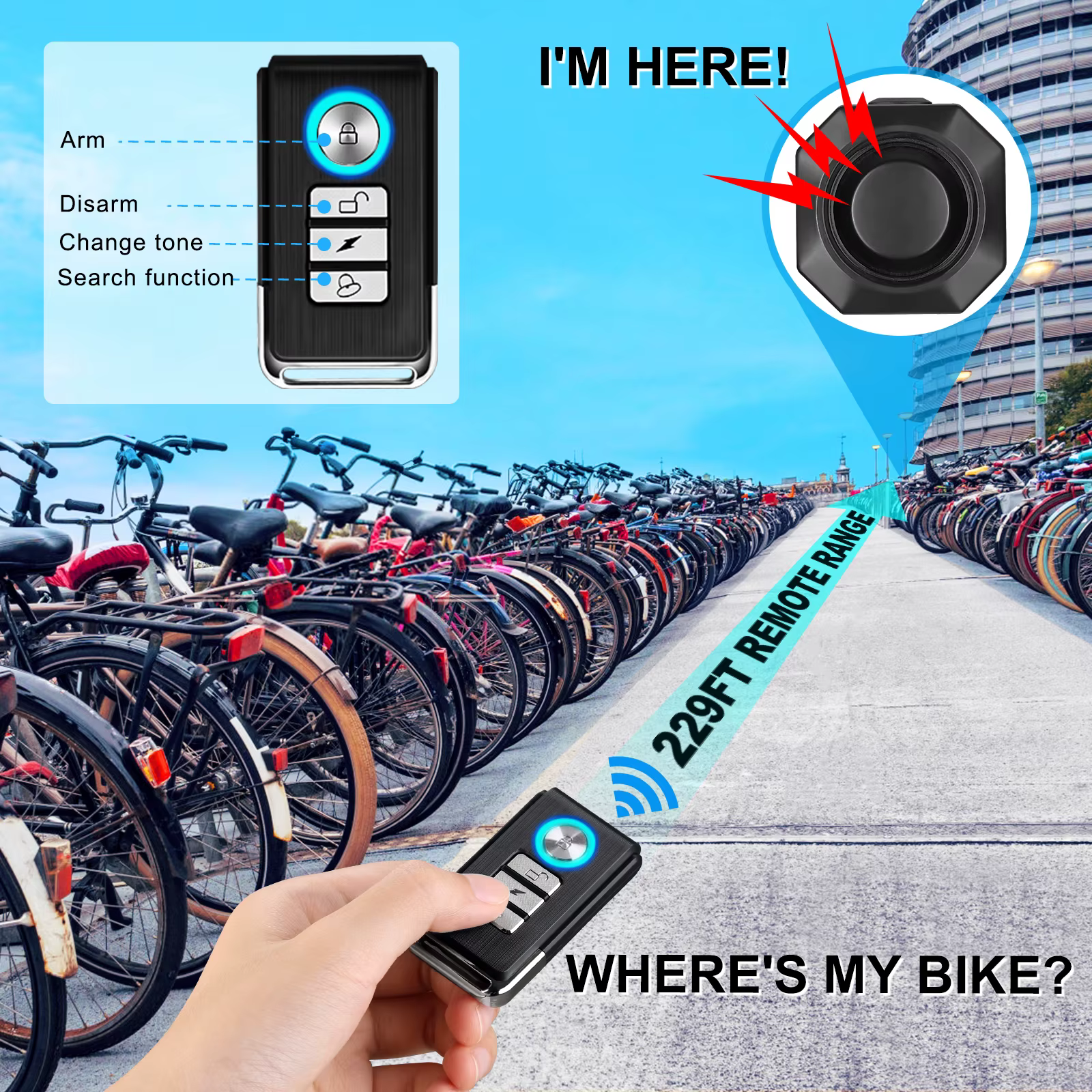 Rockbye alarme de Vibration de vélo sans fil USB télécommande Rechargeable