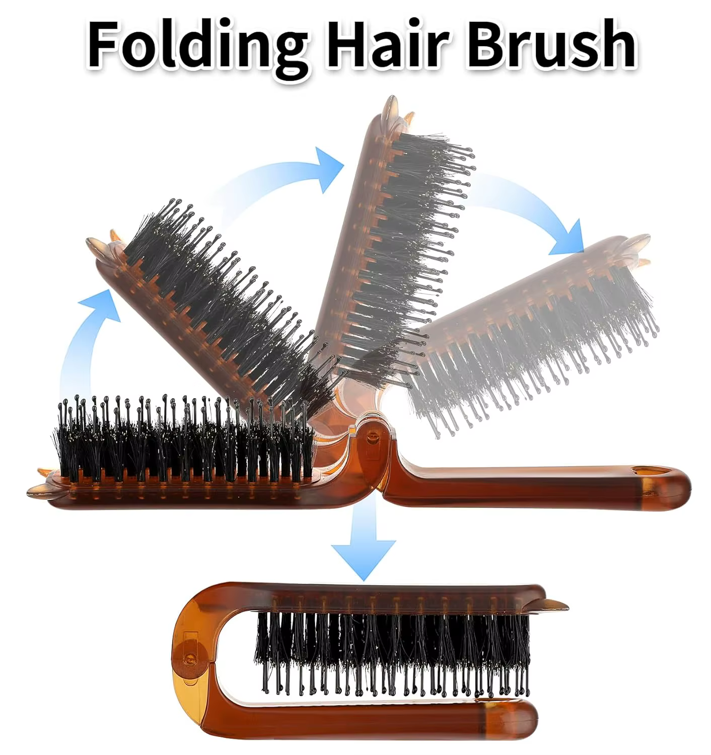 Brosse à cheveux pliante portable, mini peigne de voyage, poils de sanglier, cache les lacunes, lissage des cheveux, outils de coiffage