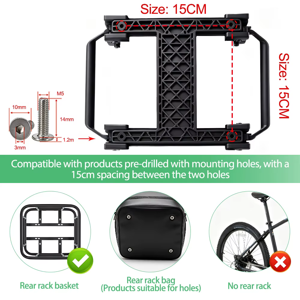 Porte-bagages arrière détachable rapide pour vélo électrique et VTT – Support de transport de bagages