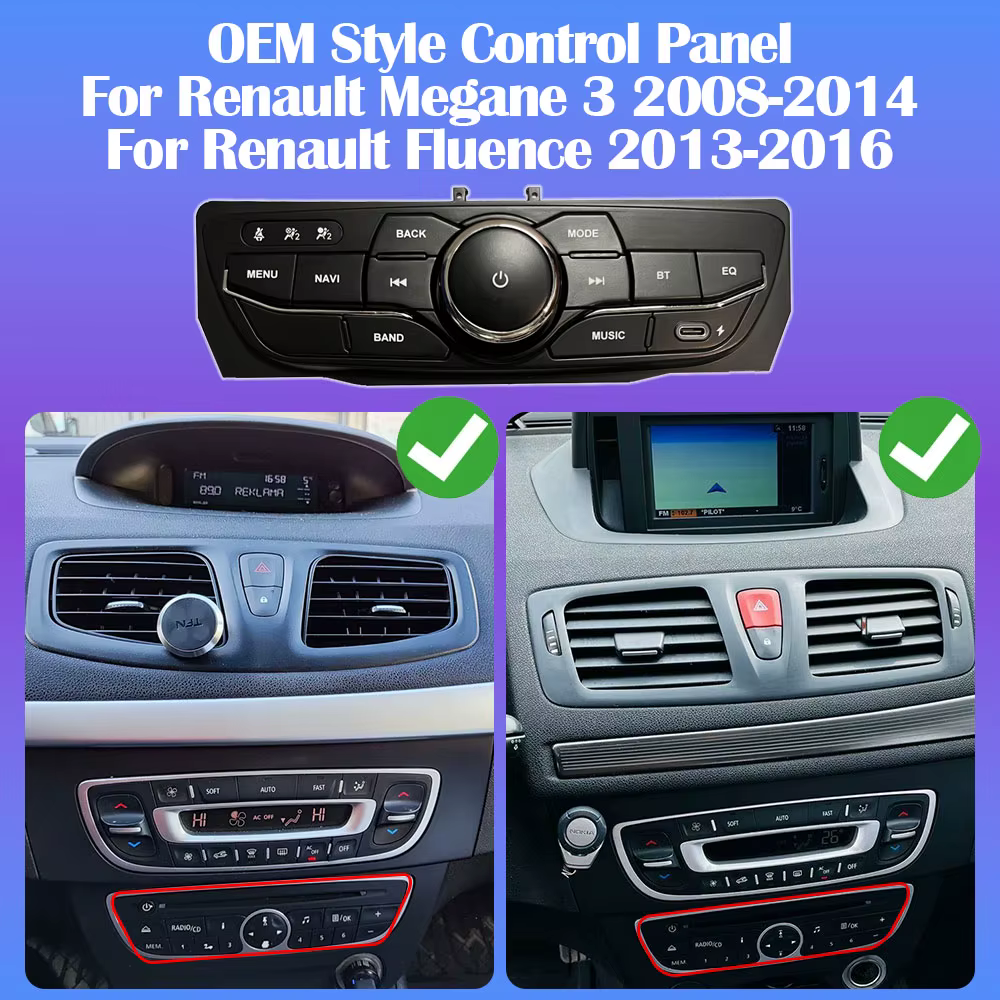 Panneau de commande de Style OEM pour Renault Megane 3 2008-2014 pour Renault Fluence 2013-2016, accessoire de voiture, écran Android de contrôle
