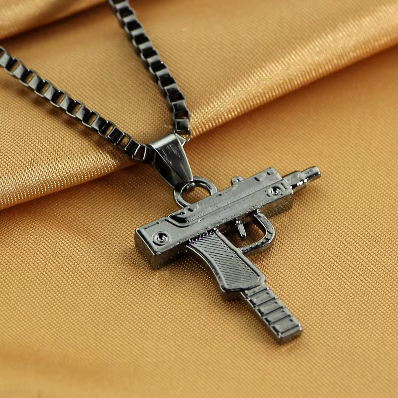 Collier pendentif en forme de pistolet gothique, bijoux tendance punk hip-hop pour hommes et femmes, accessoire pour club, bar, fête