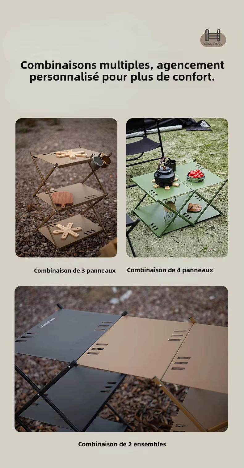 MOUNTAINHIKER support à trois niveaux étagère de rangement extérieure