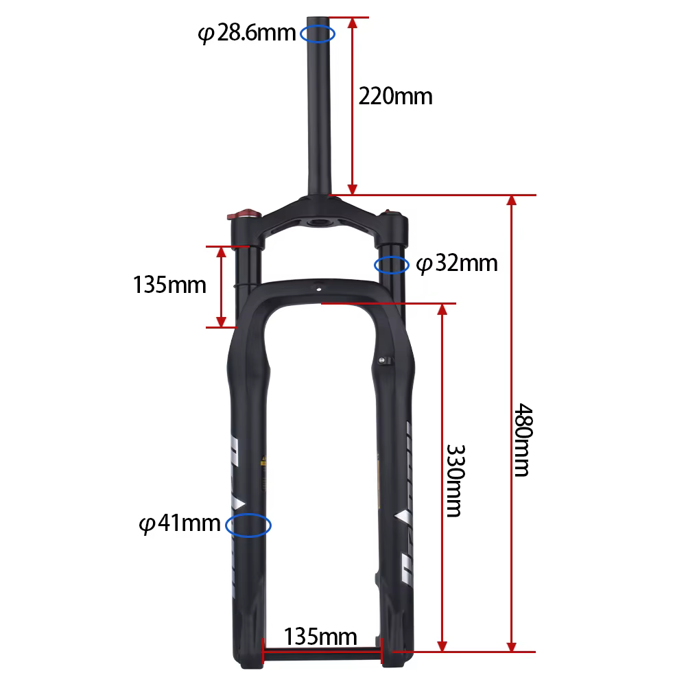 BOLANY fourche de vélo de neige vtt 26 pouces voyage 120mm alliage d'aluminium