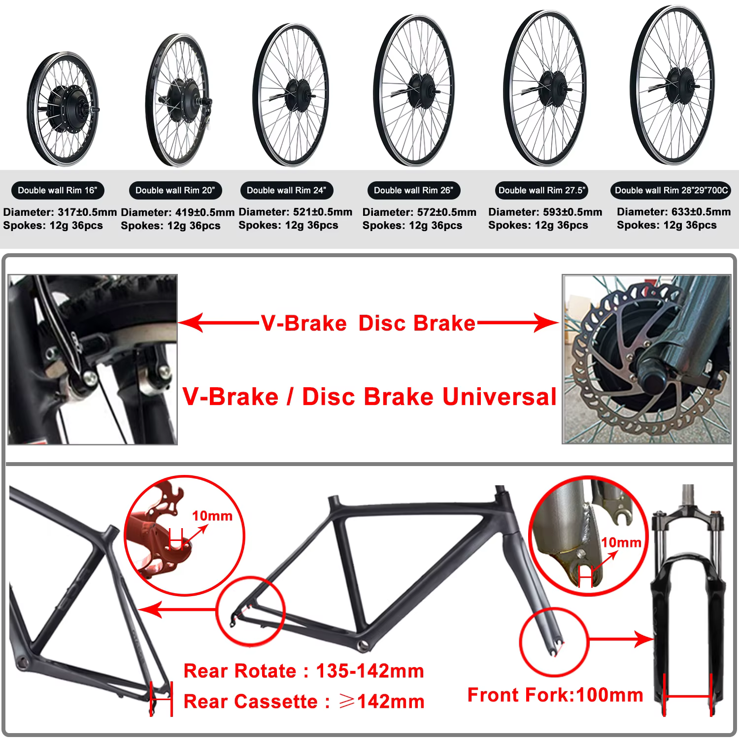 Kit de conversion de vélo électrique avec moteur à moyeu