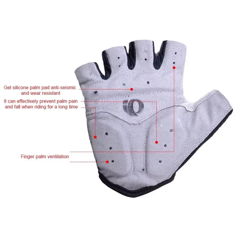 Gants de cyclisme demi-doigt Gel anti-dérapant Anti-transpiration
