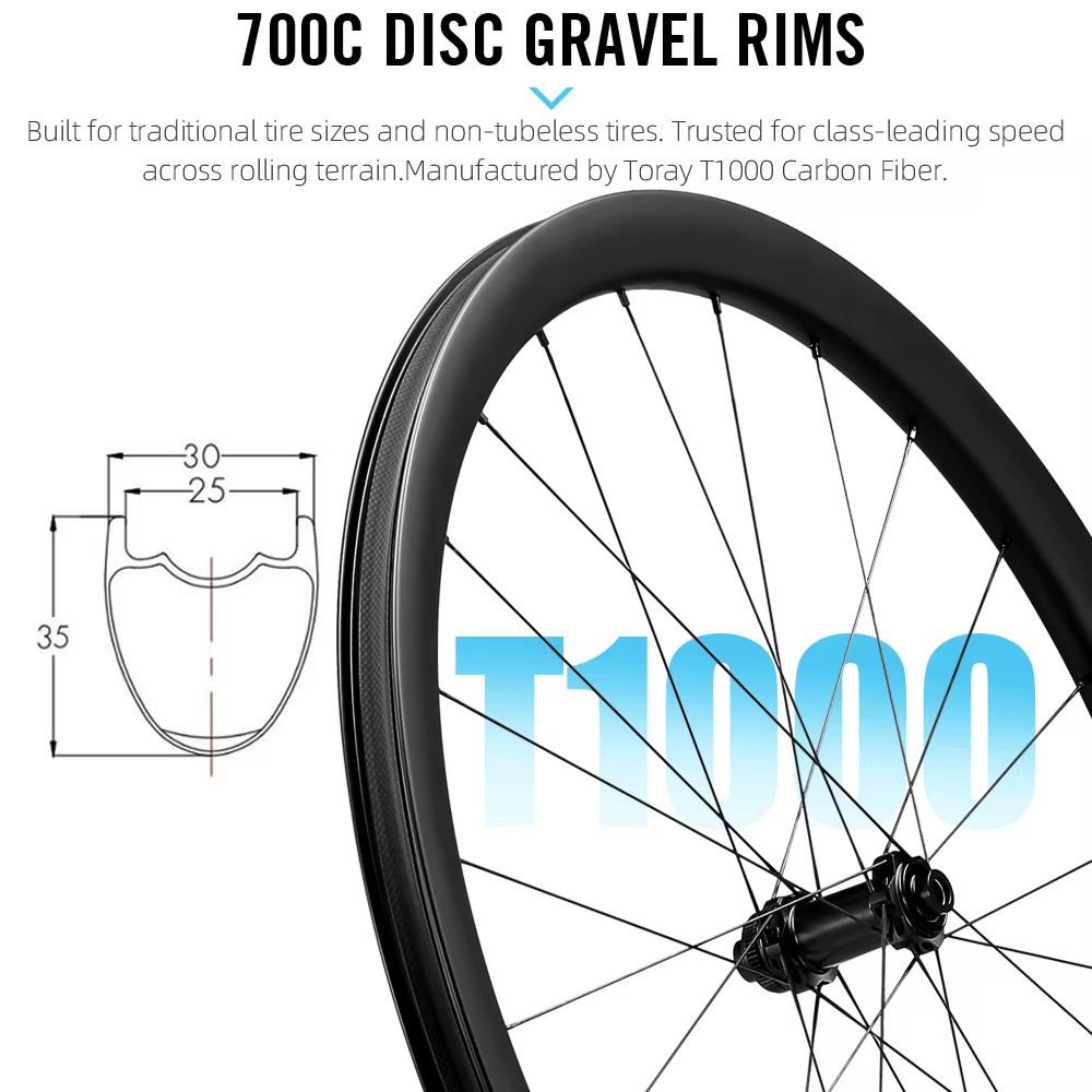 2025 RYET GRAVEL carbone roues frein à disque Cyclocross Tubeless prêt 700C
