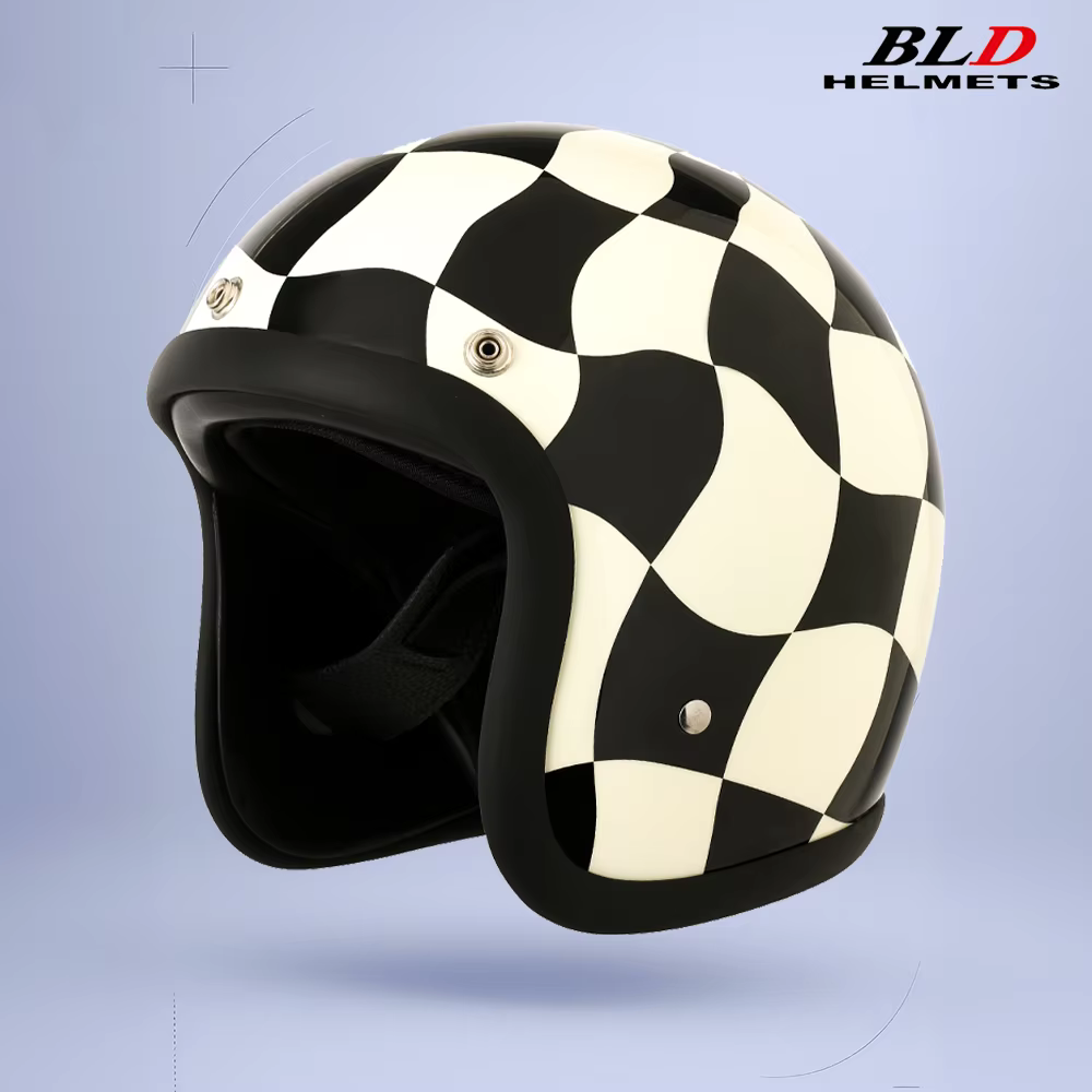 BLD TT & COCASCOS 500TX casque rétro à carreaux classique noir blanc unisexe