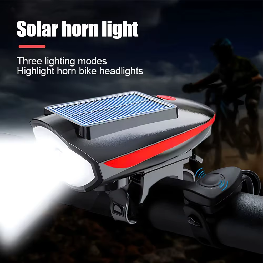 Lumière solaire de vélo avec klaxon LED