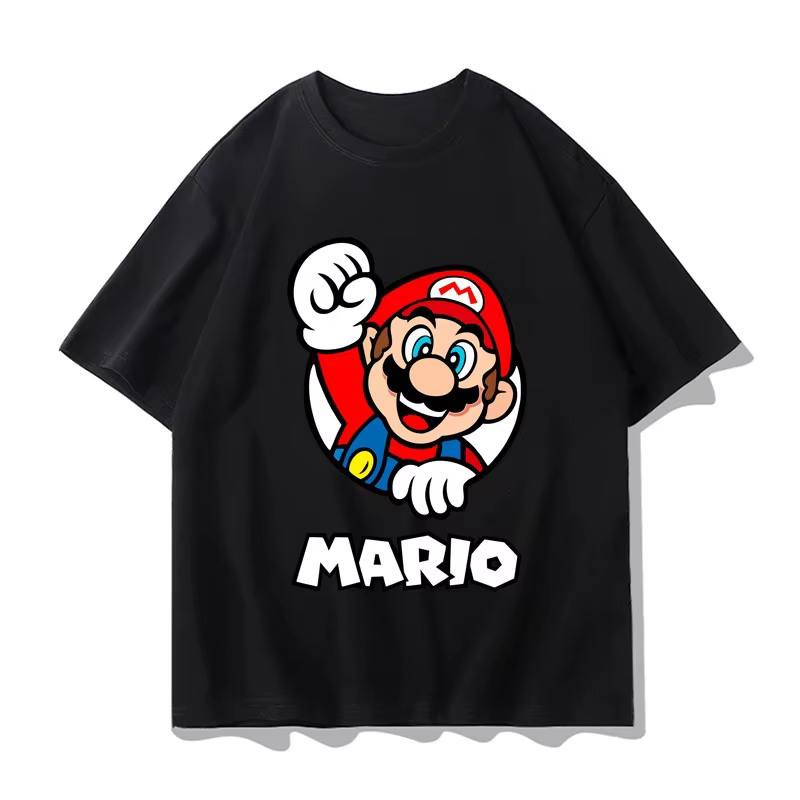 T-shirt Mario Joint-Label pour garçons et filles, ensemble assorti pour la famille, élégant, polyvalent, en coton, à manches courtes, col rond, été