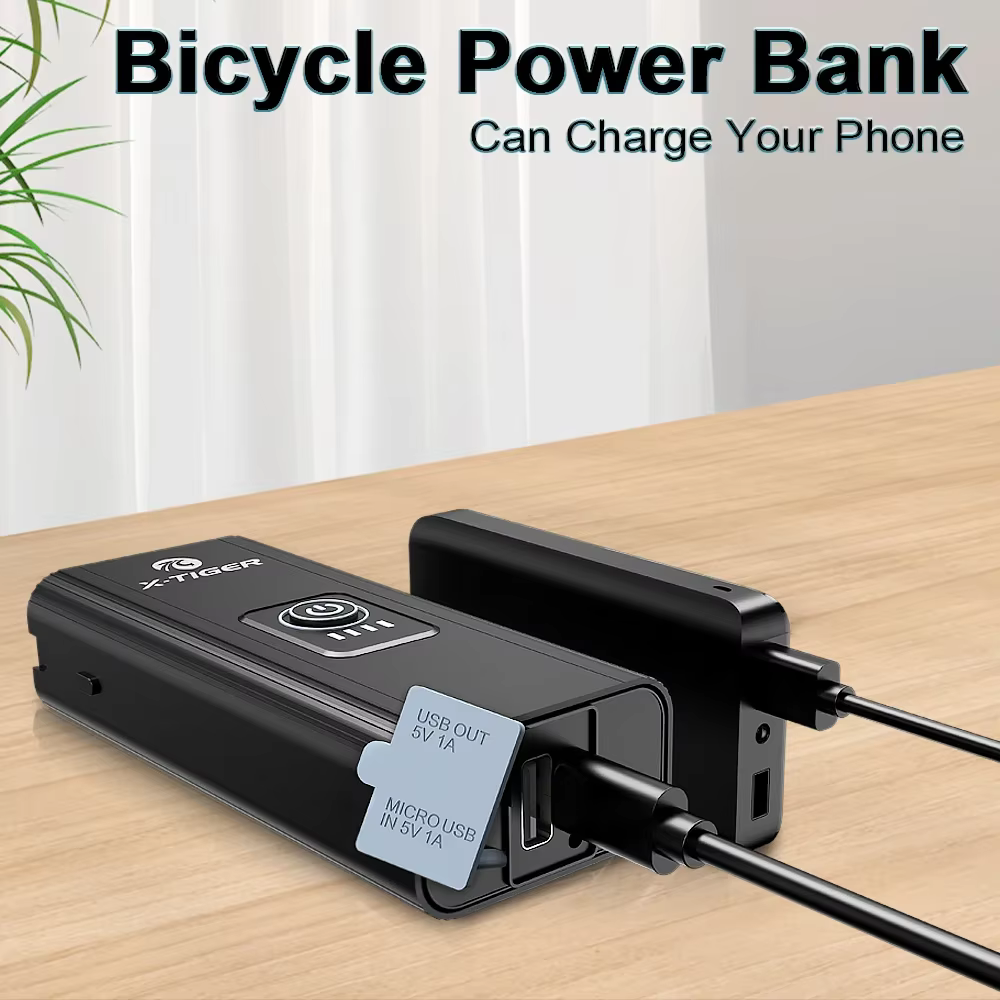 X-TIGER ensemble de feux de vélo feu avant avec feu arrière lampe de poche Rechargeable USB 6 Modes accessoires