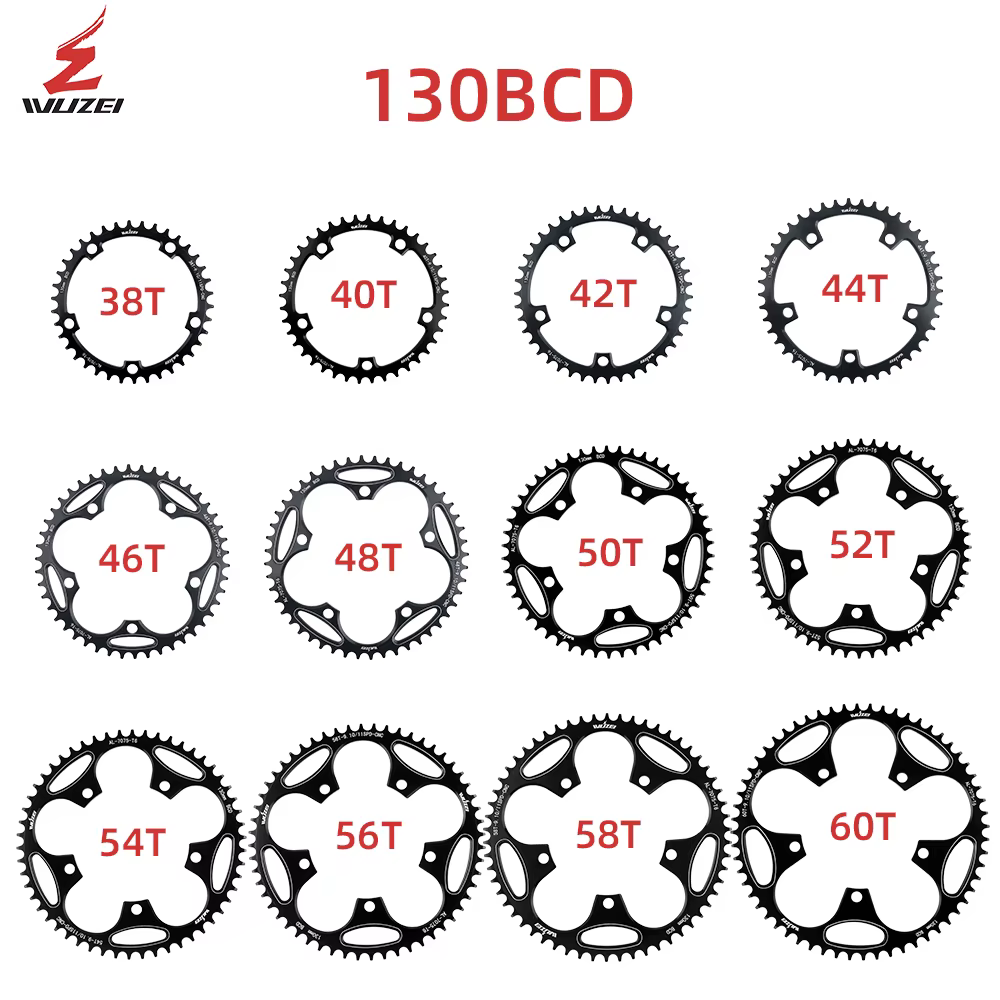 WUZEI vélo de route 110/130BCD plateau 36/38/40/42/44/46/48/50/52/54/56/58/60T 110BCD/130BCD route/doli de manivelle