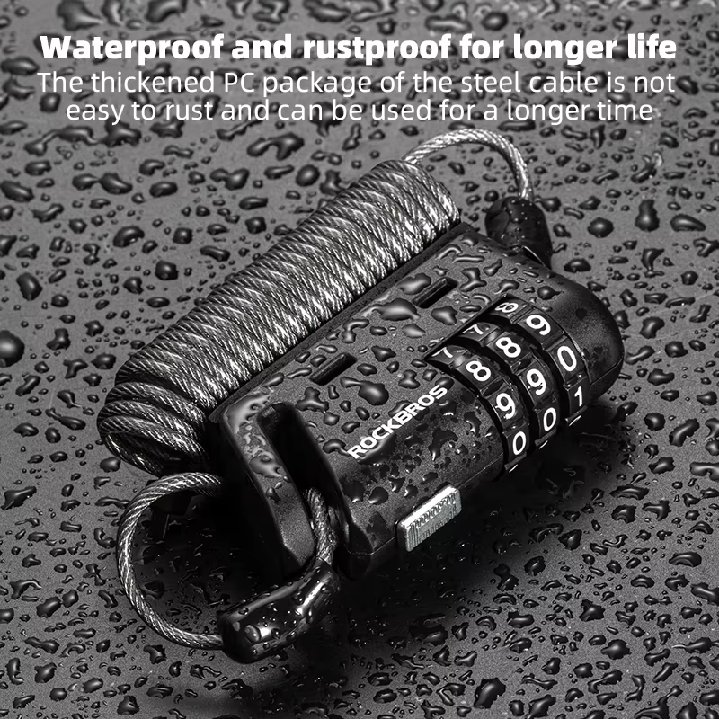 ROCKBROS Mini serrure de vélo à combinaison de 3 chiffres mot de passe antirouille légère Portable multifonction
