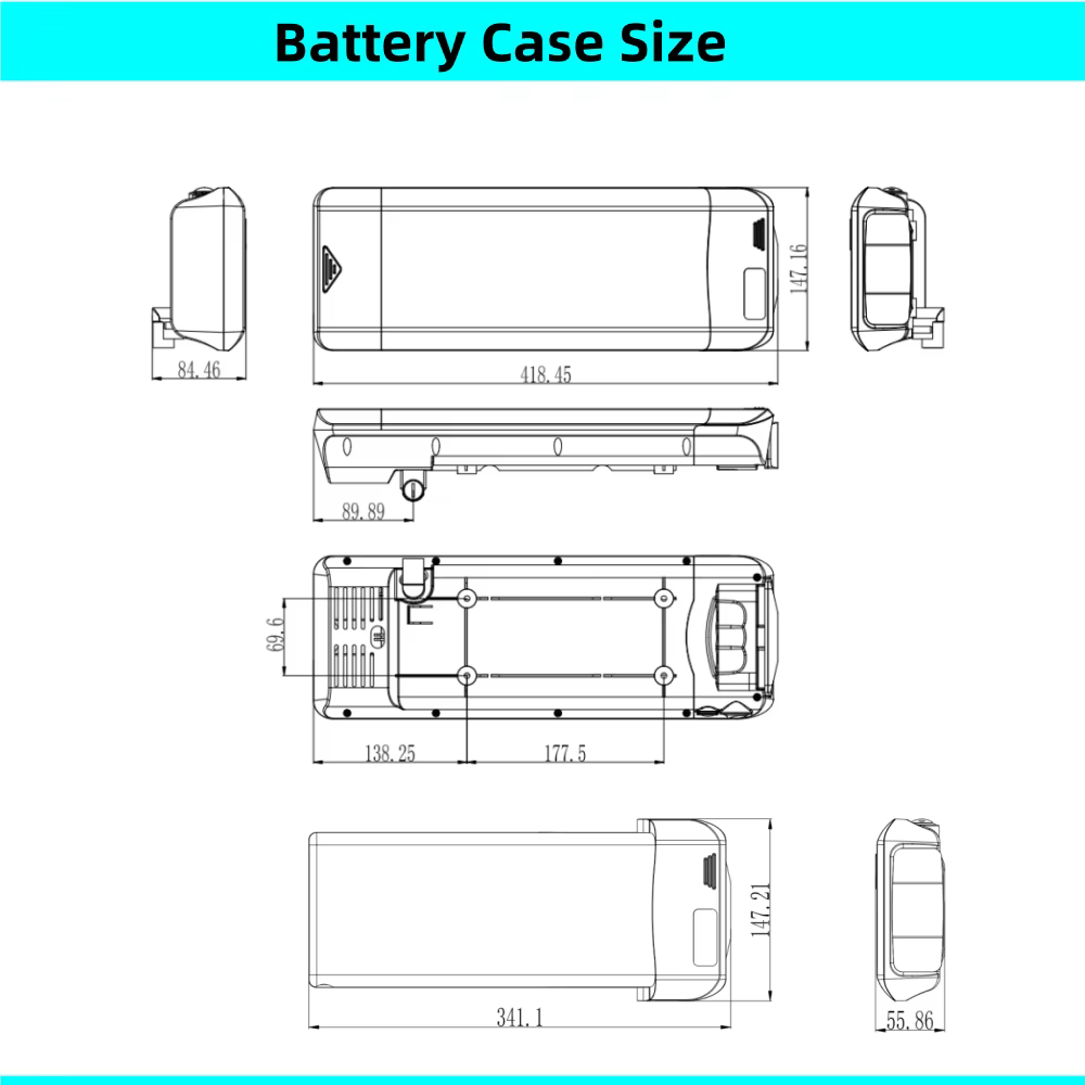 36V support arrière vélo de ville Ebike boîtier de batterie 24v 36v 48V 40 pièces 18650 cellules