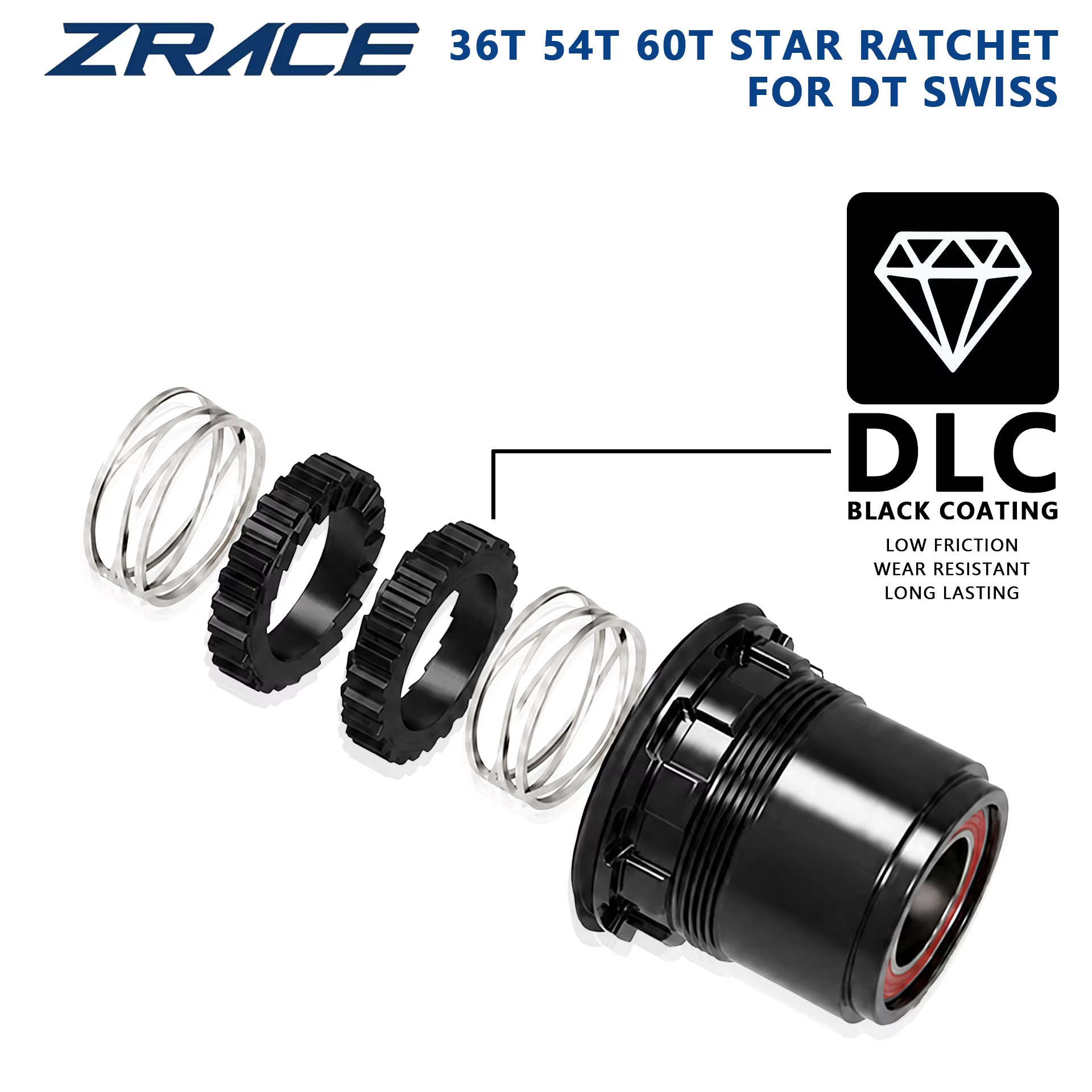 Kit de service de mise à niveau ZRACE Star Ratchet avec revêtement DLC 36T 54T 60T pour moyeu arrière DT Swiss 180 240 350, pièce de rechange à haute performance