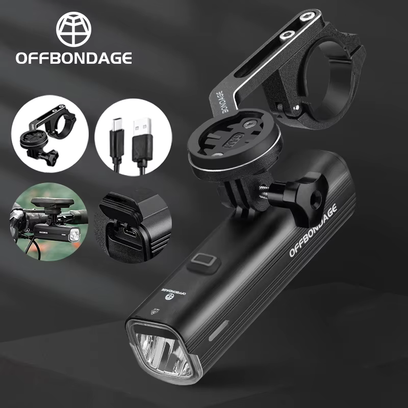 OFFBONDAGE 1000 LM Lampe de vélo rechargeable, lampe de cyclisme, phare avant de vélo, lampe frontale de VTT, lampe de route, lampe torche étanche