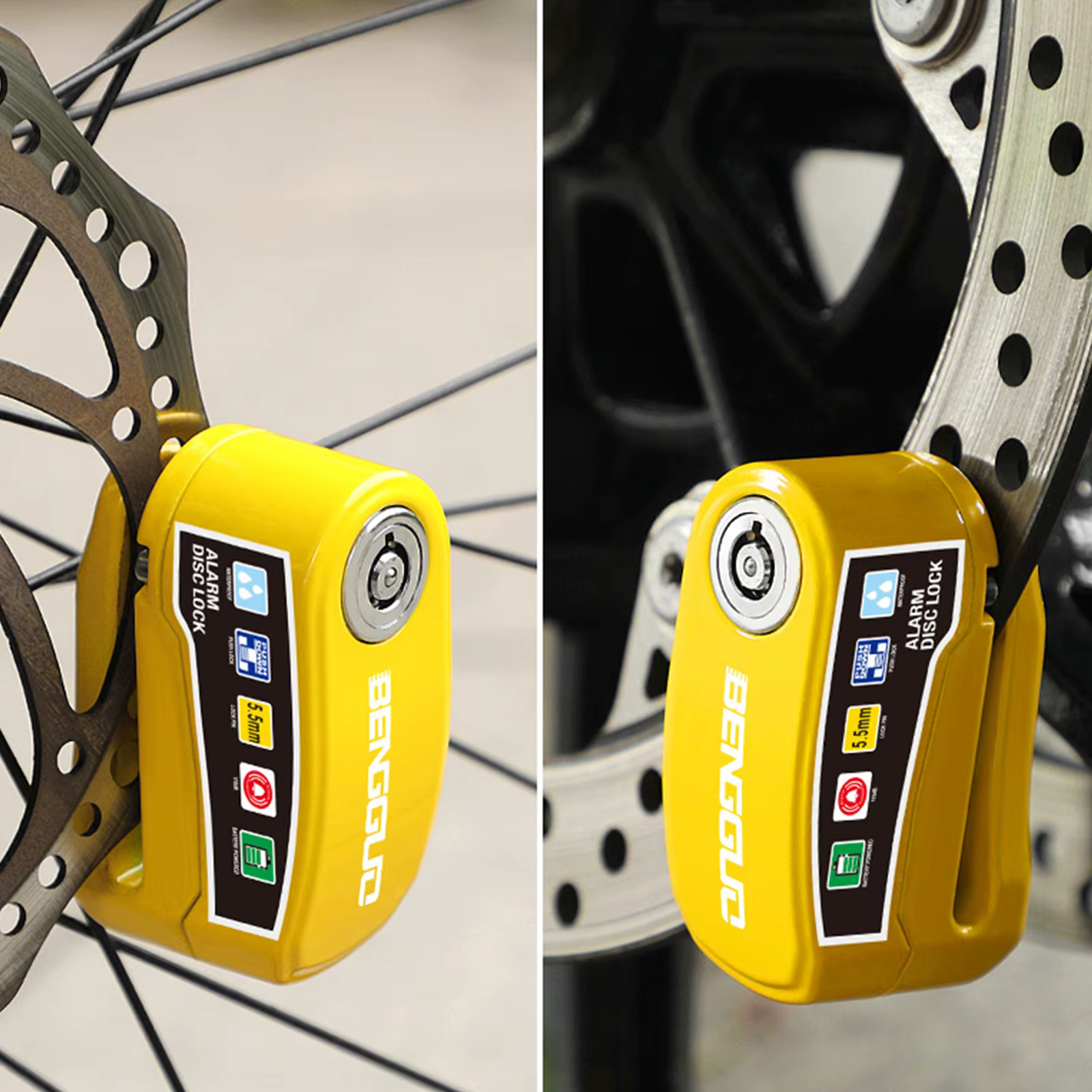 Antivol de disque de moto avec alarme sonore et 2 clés