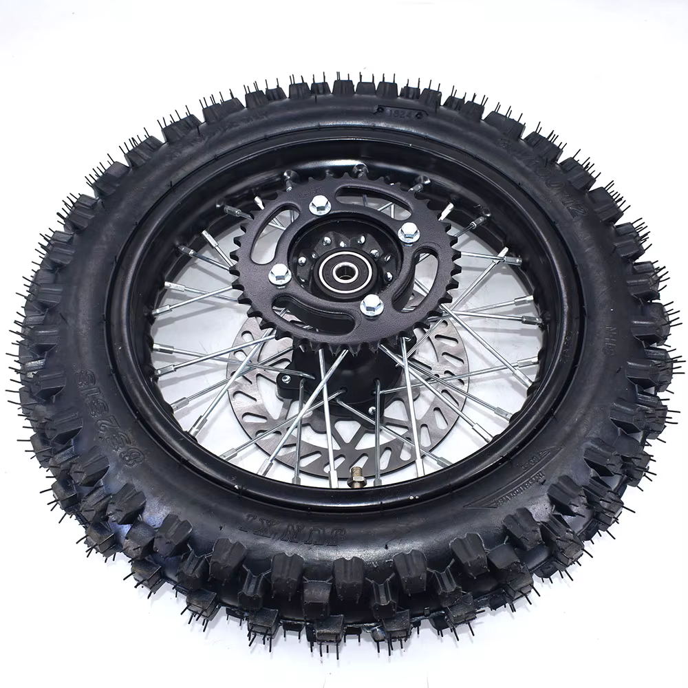 Roue arrière 1.85-12 pouces avec pneu 80/100-12 pignon de plaque de disque de frein 190MM # 428 pour moto CRF KLX Kayo BSE Dirt Pit Bike