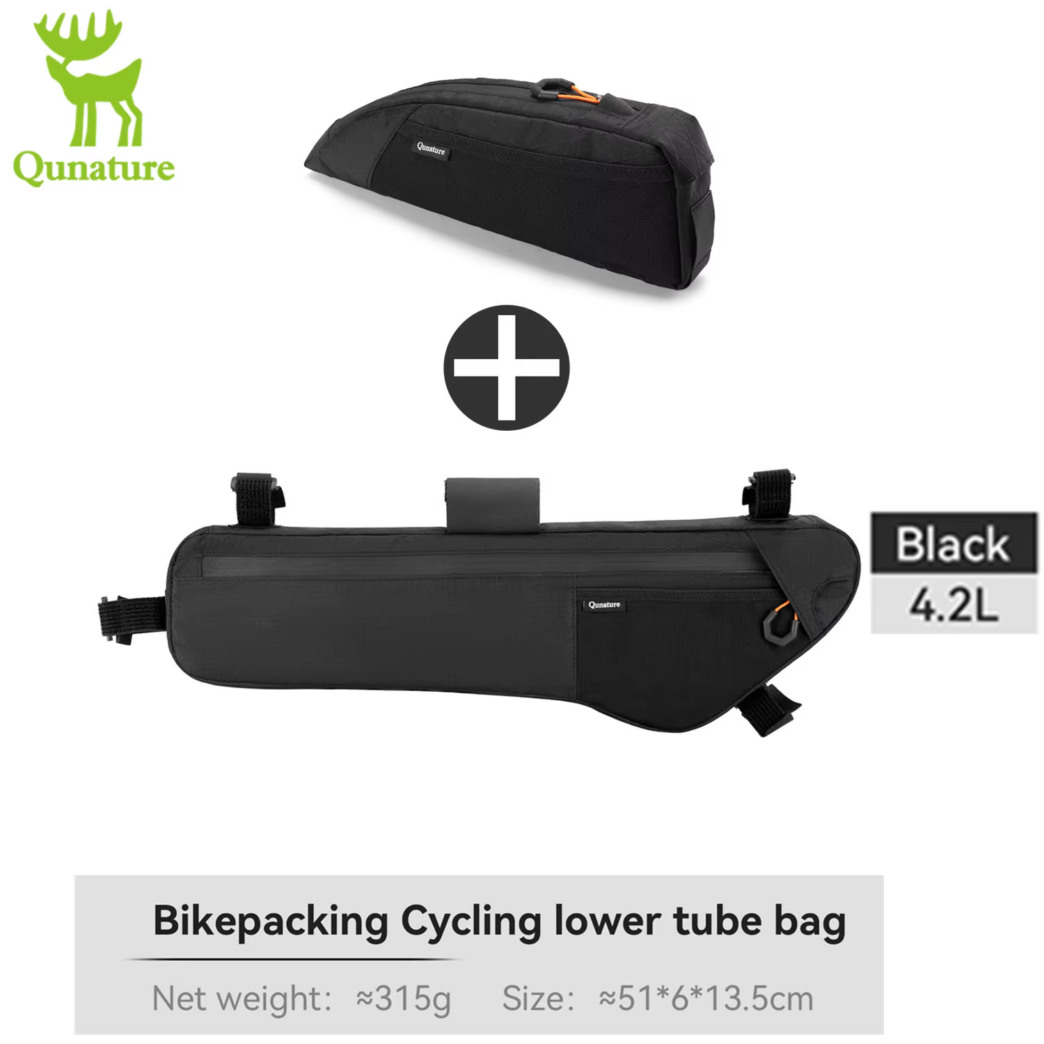 Qunature Bikepacking – Lot de 2 sacs de cadre de vélo