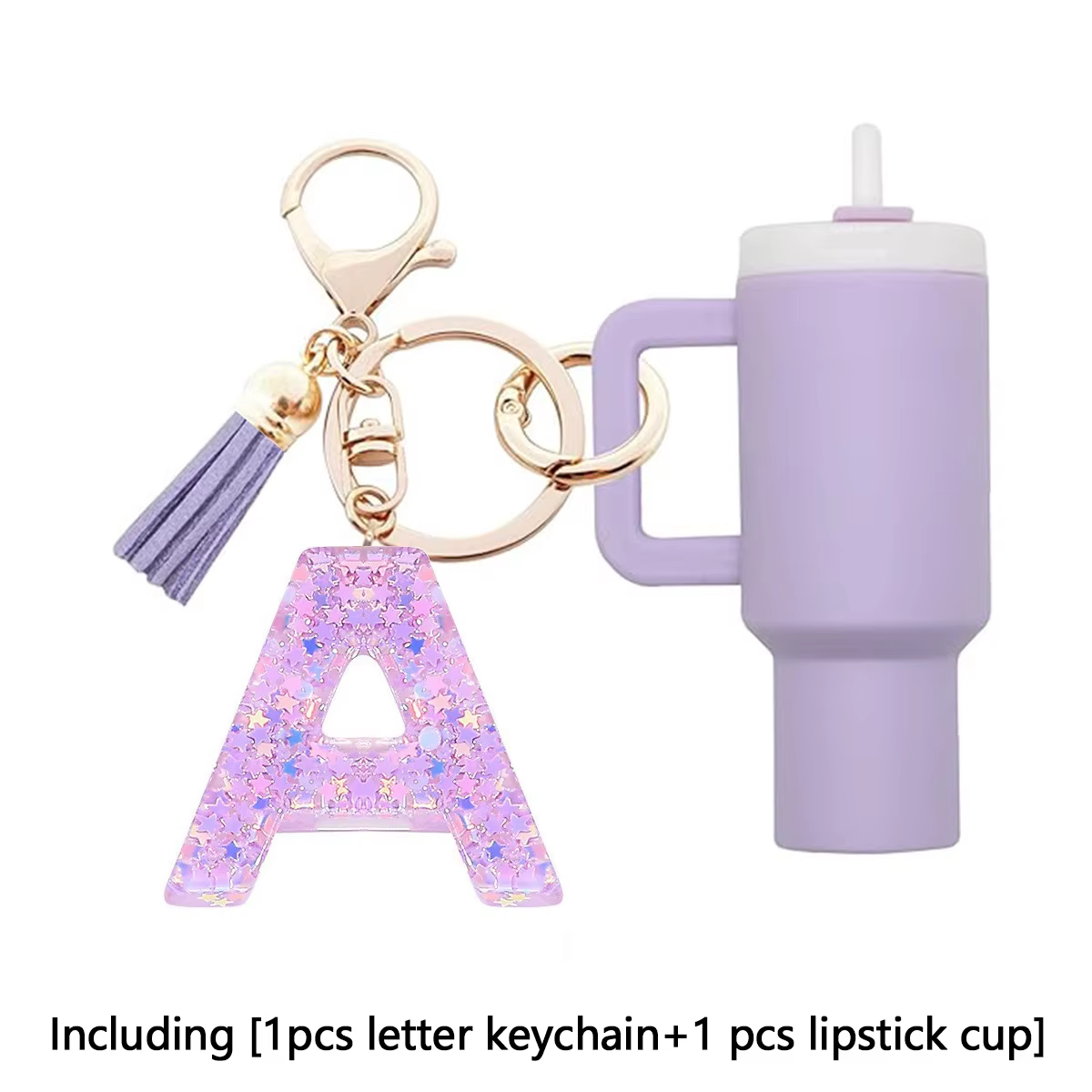 1 ensemble d'accessoires Stanley Cup, mini porte-clés pour femme, accessoires lettre initiale, accessoires pour sac à dos, porte-clés mignon pour fille