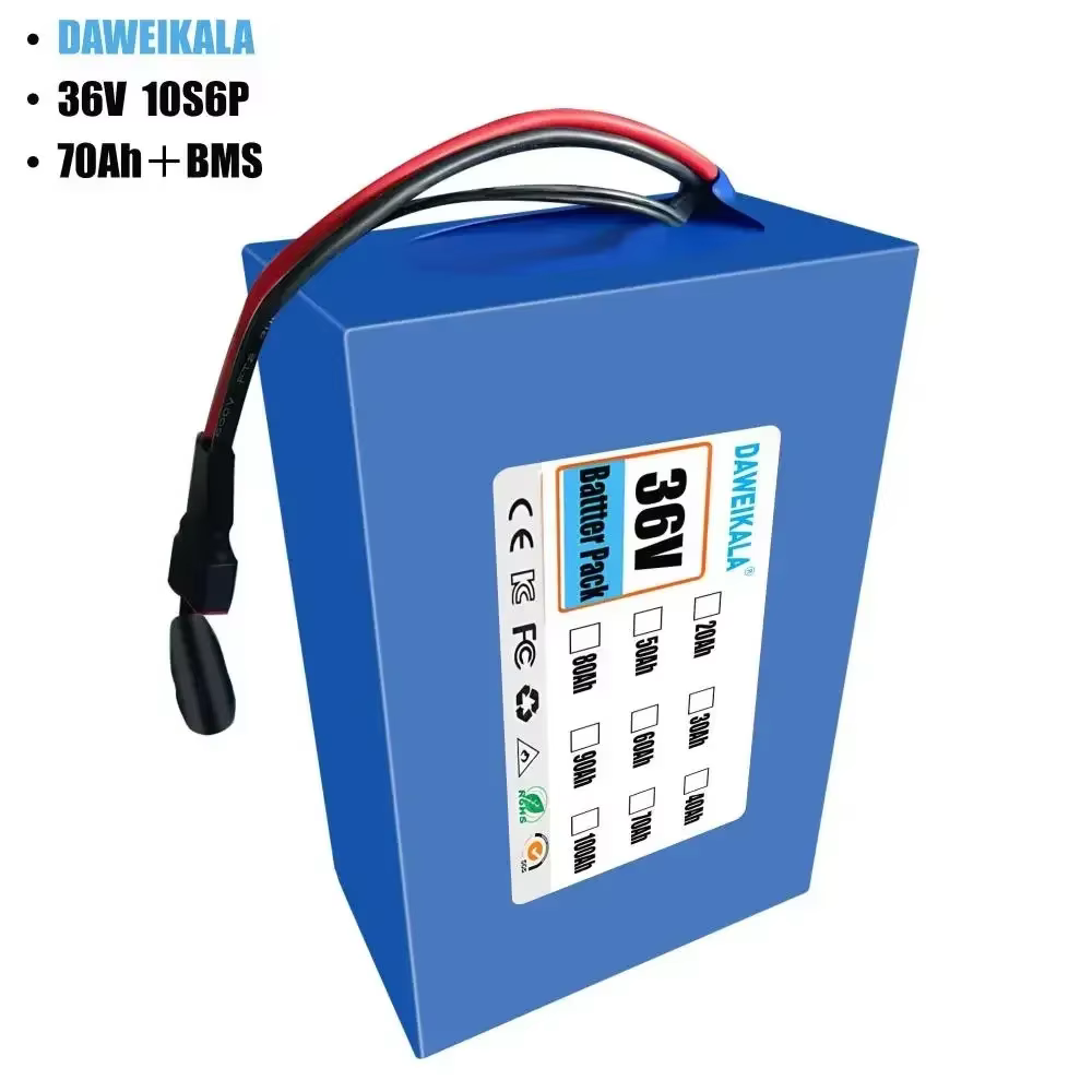 Batterie Li-Ion 10S6P 36V 70000mAh pour Trottinette Électrique Moteur 800W Longue Autonomie