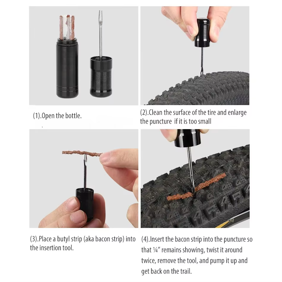 Kit de réparation de pneus sans chambre à air pour vélos de route et VTT-bouchon en caoutchouc