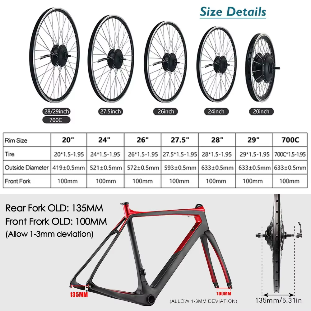Kit de motorisation de vélo électrique 36/48V