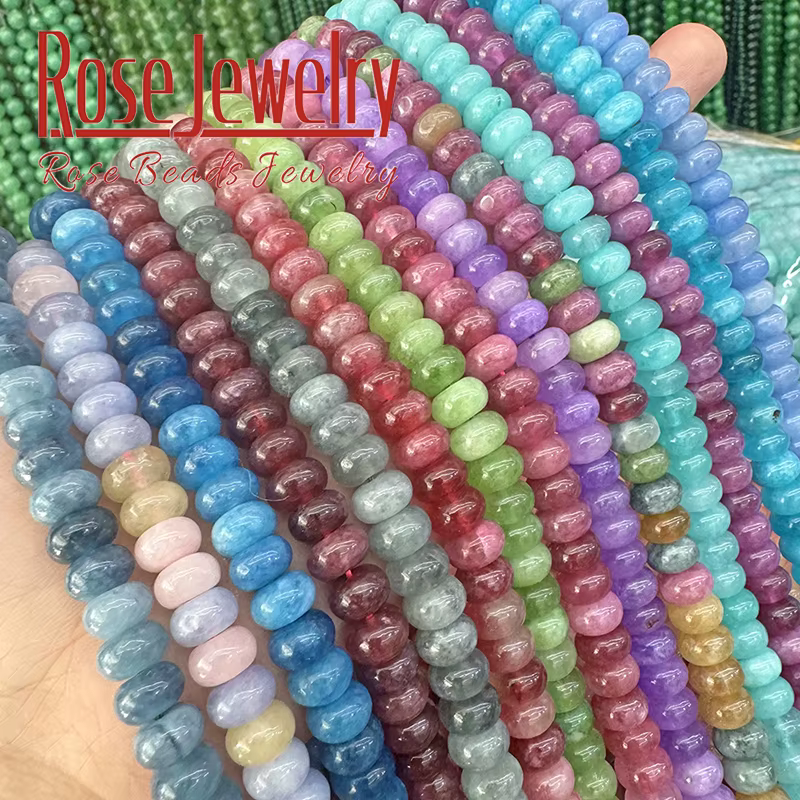 Perles Rondes en Tourmaline, Boulier, Jades Colorés Naturels, pour Bijoux de Direction, DIY, Bracelets, Colliers de la raq, 5x8mm, 15 Pouces