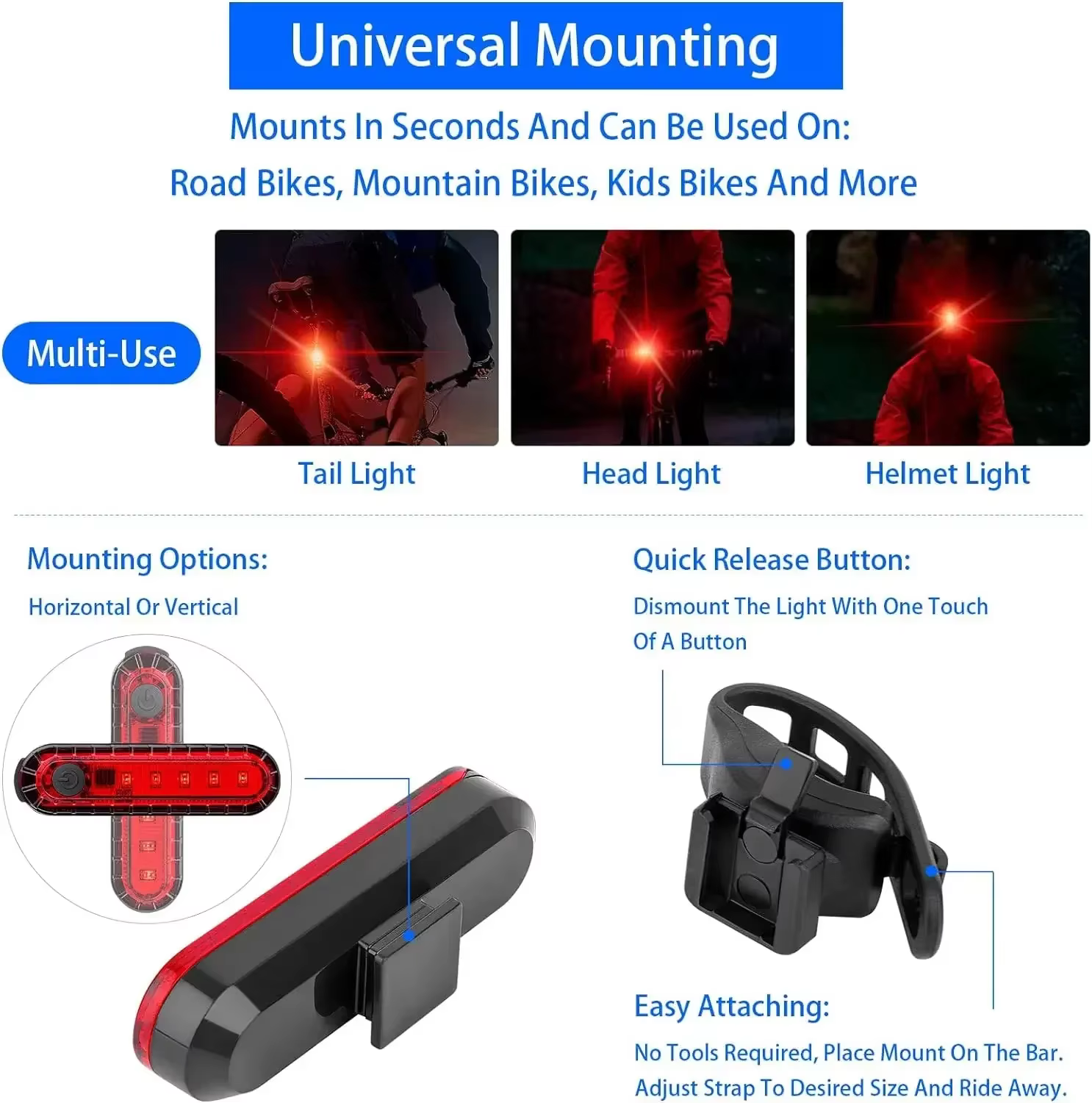 Feu arrière de vélo rechargeable par USB