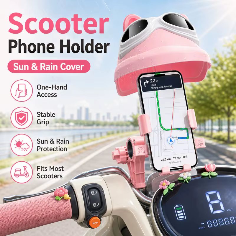 Support de téléphone pour scooter avec protection solaire et pluie