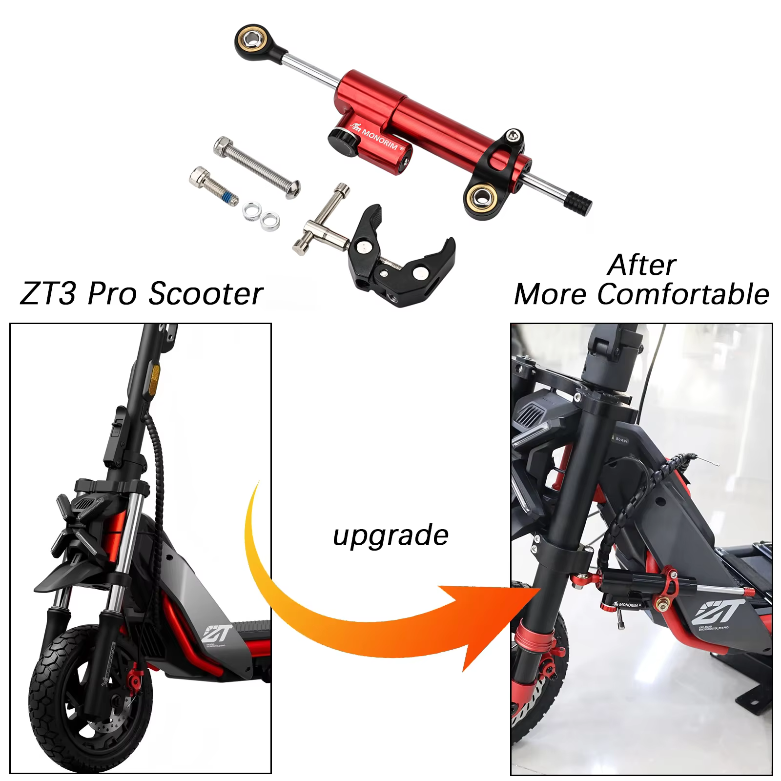 Monorim MDZT3 pour Segway ZT3 Pro Scooter électrique amortisseur de direction stabilité support de sécurité pièces accessoires