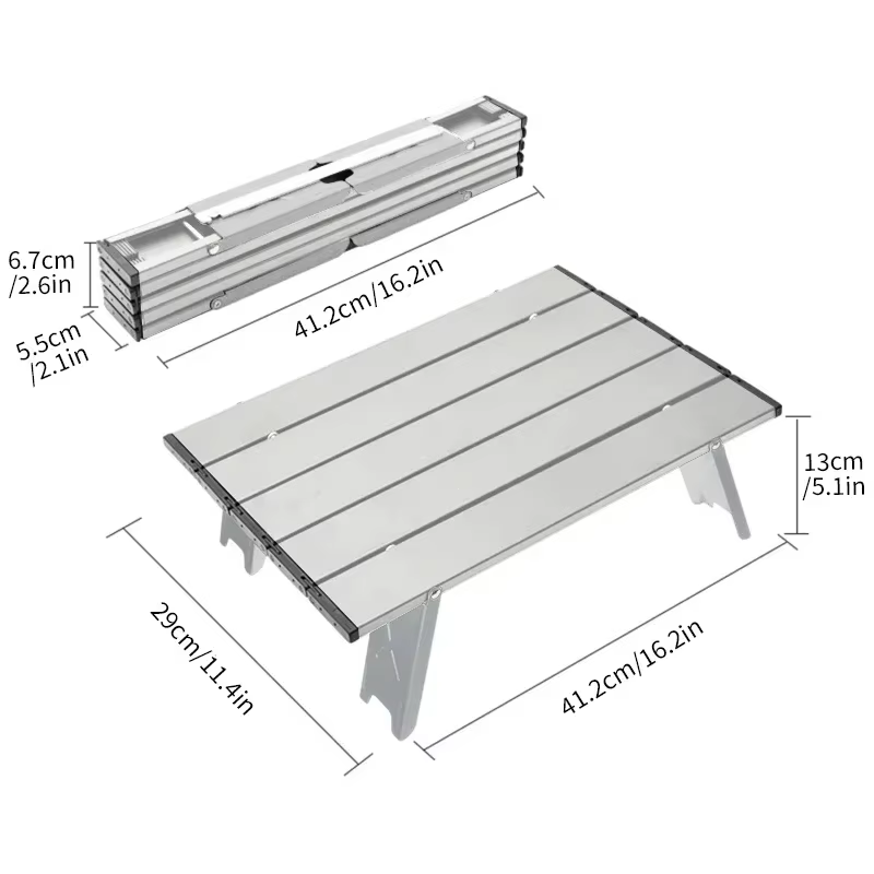 Mini table de camping pliable ultralégère, alliage d'aluminium, table d'extérieur pour voyage, pique-nique, ordinateur pliant, bureau de lit