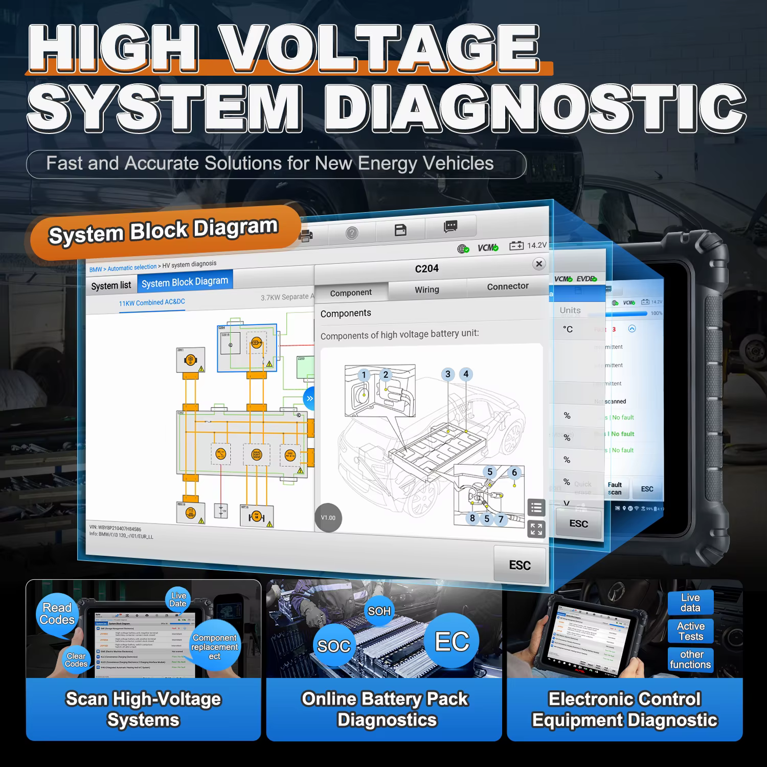 Autel-MaxiSys Ultra EV, outil de diagnostic intelligent avec kit EVDiag, système haute tension VCMI EV, analyse de la batterie PK Ultra