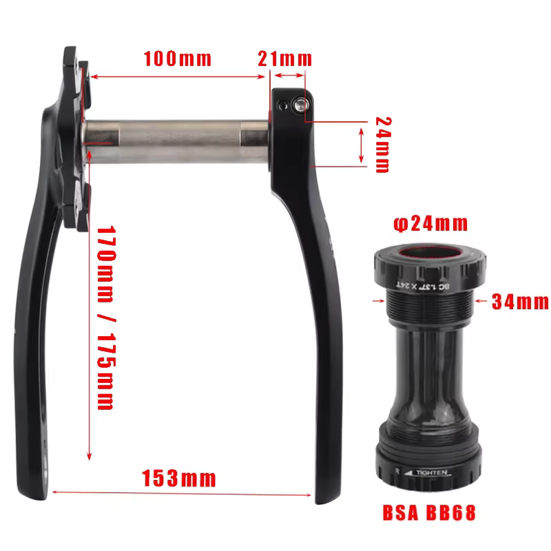 104 Bcd pédalier 165mm 170mm 175mm en alliage d'aluminium vtt vélo manivelle étroite large 104bcd monoplate 34 dents Platon 32t plat