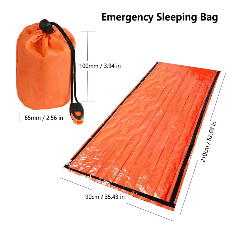 Sac de couchage d'urgence, couverture de survie, sac de bivouac thermique en Mylar, abri léger, imperméable et portable pour le camping et la randonnée
