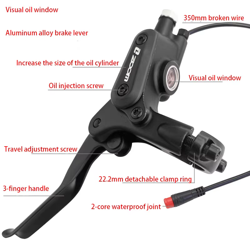 Frenos hydrauliques pour vélo électrique à 4 pistons ZOOM Fenêtre à huile visible et technologie de mise hors tension intelligente pour une sécurité et un contrôle ultimes