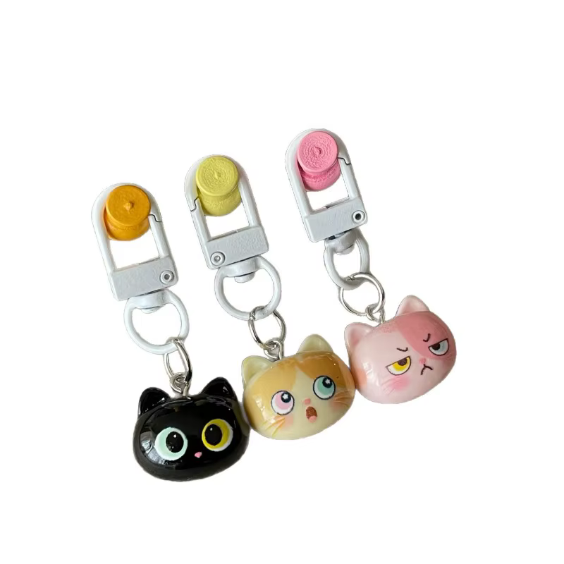 Porte-clés drôle en forme de chat pour femme, breloque de sac mignonne, porte-clés animal en résine, accessoire de décoration pour sac à dos et sac à main, cadeau pour fille