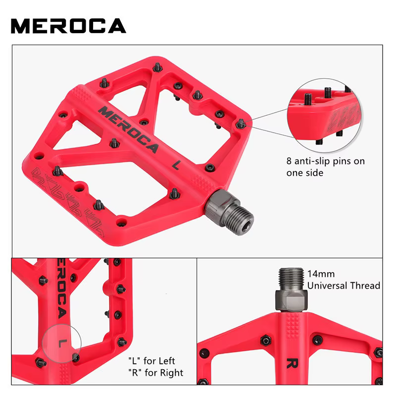 MEROCA pédales de vélo anti-dérapant haute résistance pédale en Nylon élargi grand roulement lisse conception Durable pour VTT
