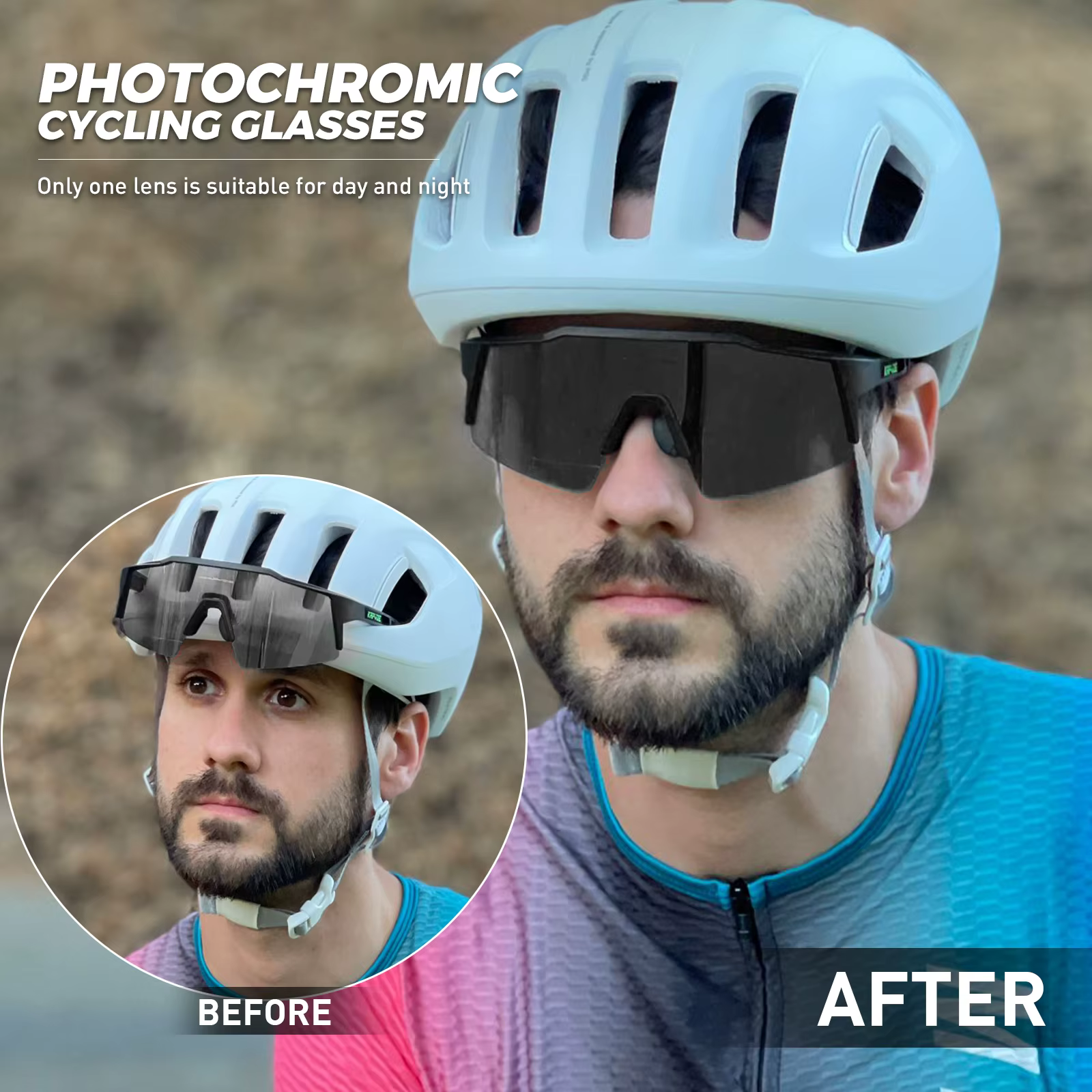 KAPVOE photochromique vélo nuit équitation lunettes UV400 vtt