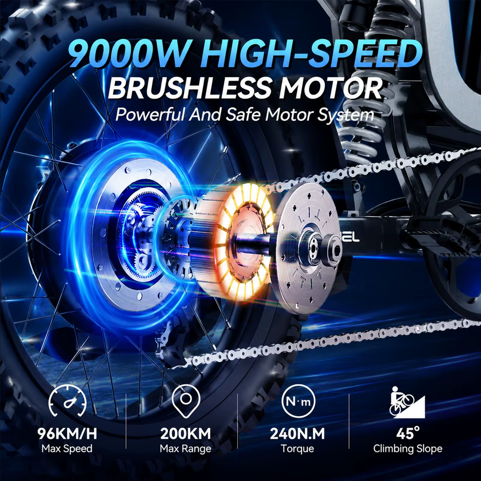 Motos électriques R19, batterie lithium 72V 40AH
