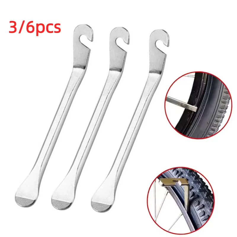 Lot de 3/6 leviers de pneu de vélo en acier inoxydable, outil de démontage de roue pour VTT et vélo de route, levier de démontage de pneu de vélo, outil de réparation