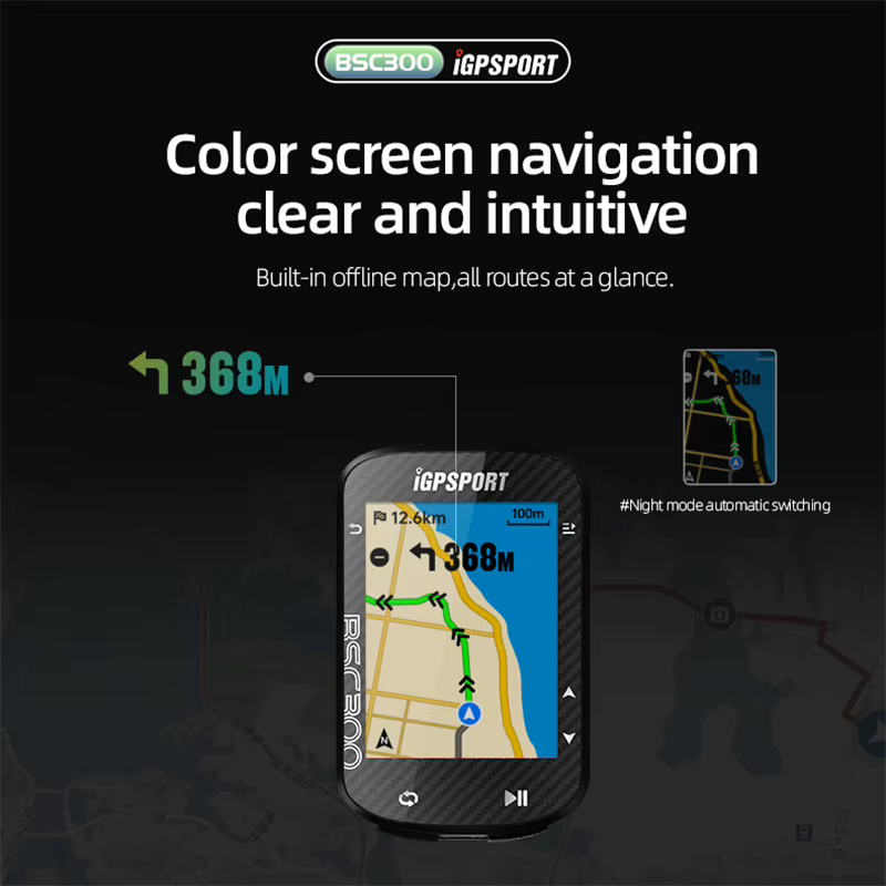 Ordinateur GPS VTT iGPSPORT BSC300 - Navigation cartographique couleur