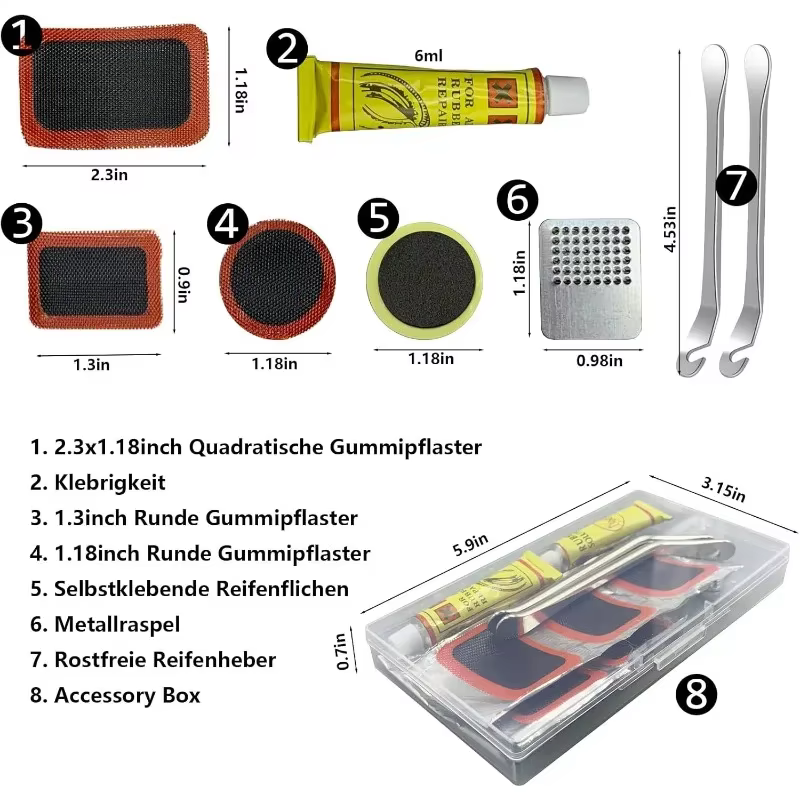 Kit de réparation de pneus de vélo – Outil essentiel pour cyclistes avec patchs