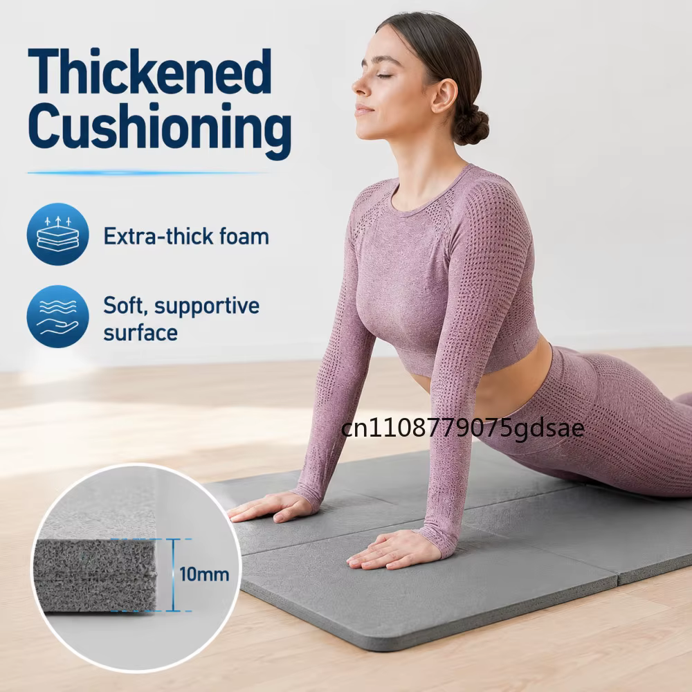 Tapis de yoga pliable, silencieux, écologique, pliable, pour voyage, fitness, exercices, double face, antidérapant, pour Pilates et entraînements au sol, danse