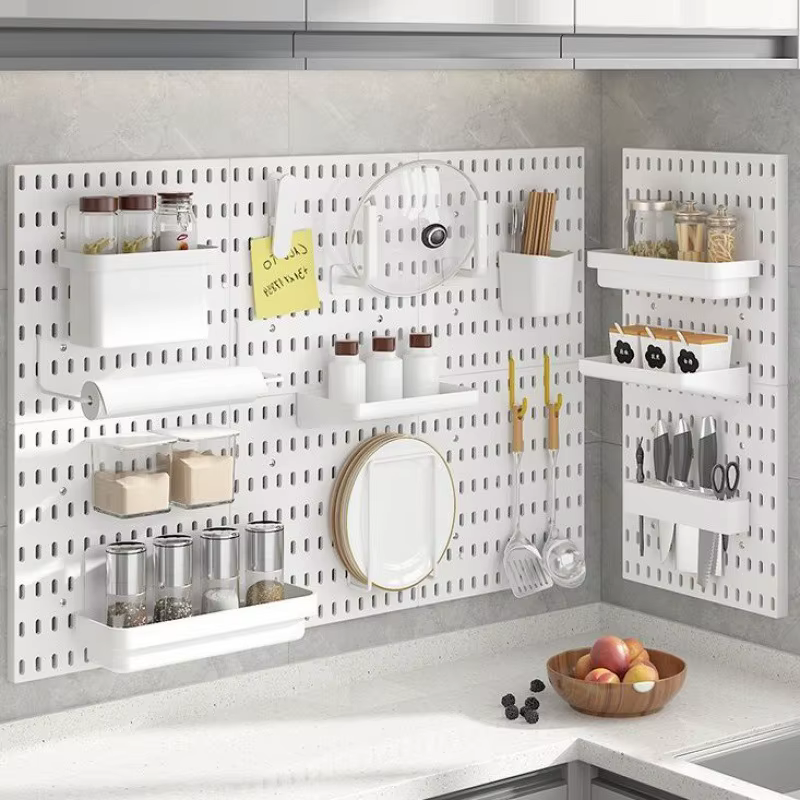 Étagères de panneau d'organisateur mural de panneau perforé pour la salle des joueurs, salle de bain, maison d'outils, support de rangement de cuisine, organisateur de bricolage, accessoires de pannea