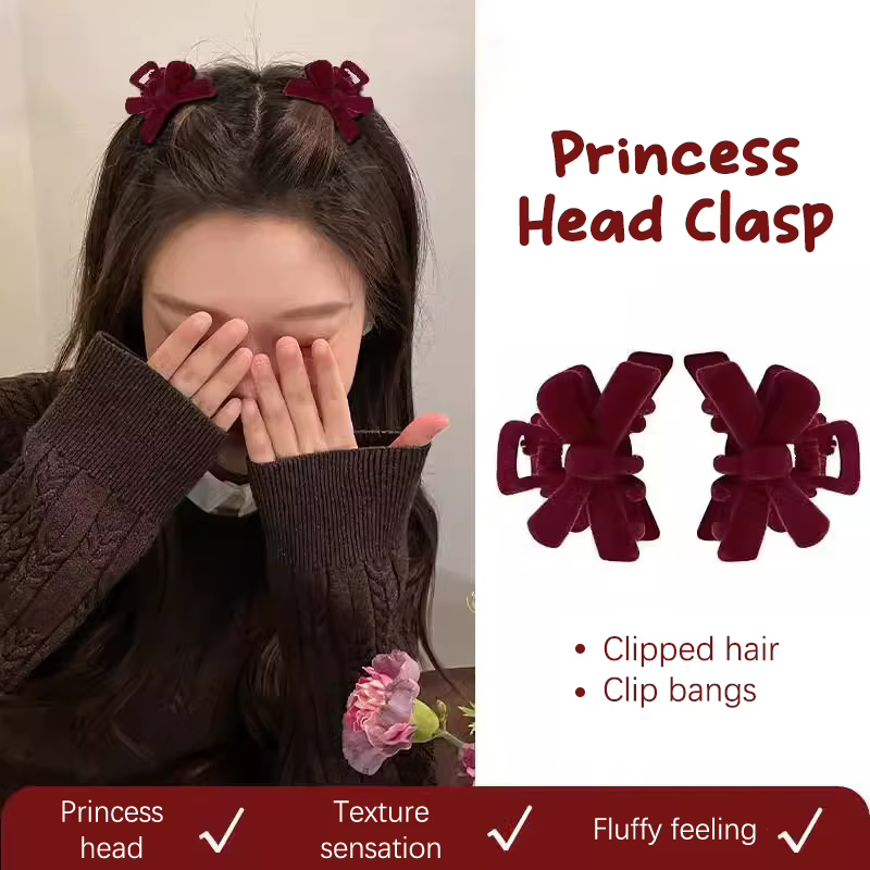 Spécial Saint Valentin – 1 paire de petites griffes pour cheveux, pince à cheveux avec nœud papillon en velours rouge, cadeau pour filles et femmes
