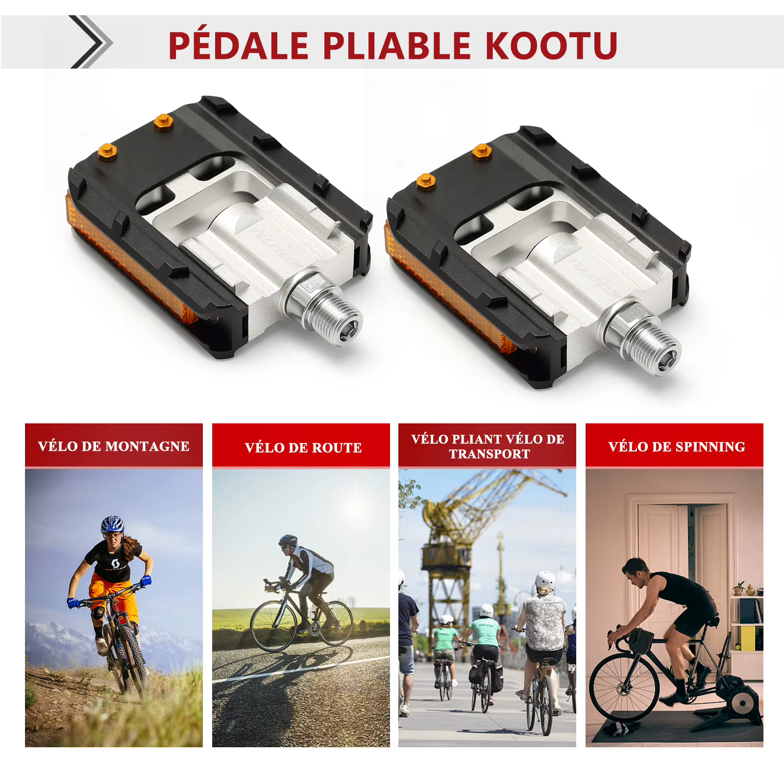 SAVA-Pédale de vélo pliable coordonnante, accessoires de vélo universels, 9/16